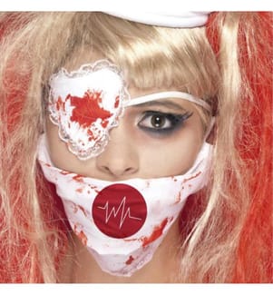 Blutkrankenschwester-Set, mit Maske, Augenbinde und Augenklappe, Bluteffekt