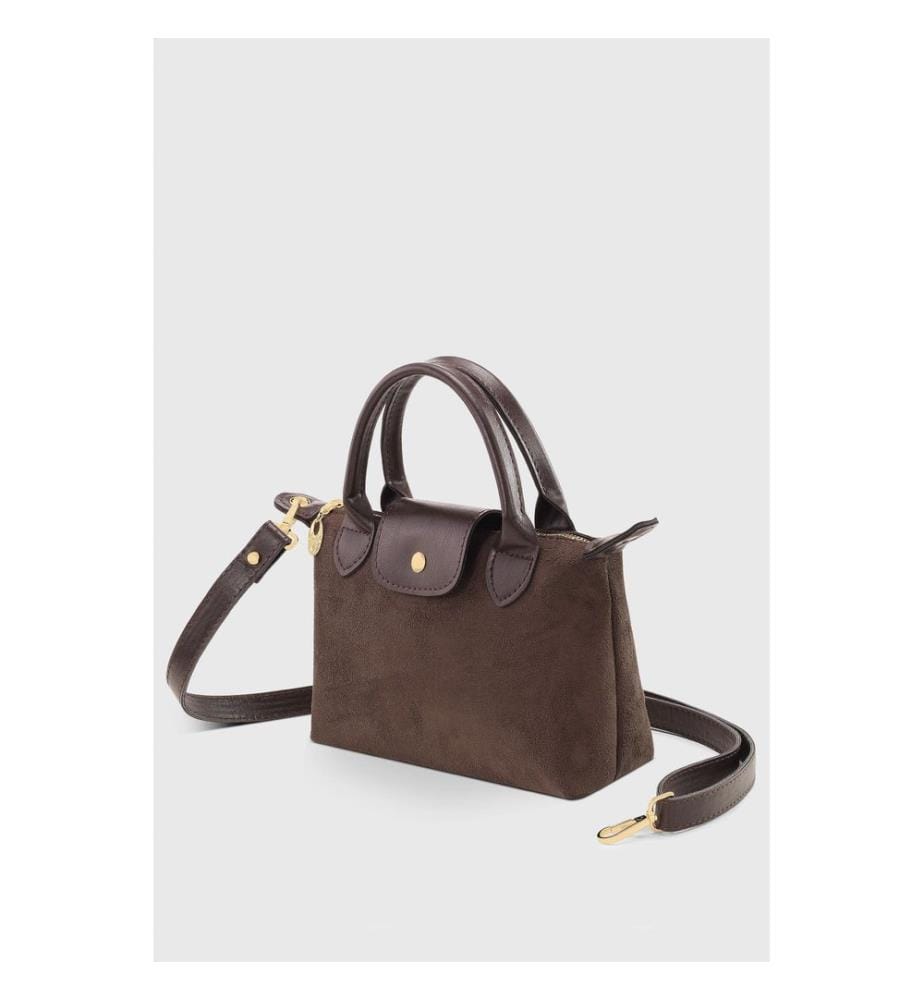 Schultertasche, 100 % Wildleder, Braun