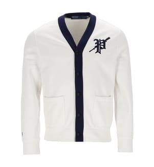 Strickjacke in Weiss und Marine