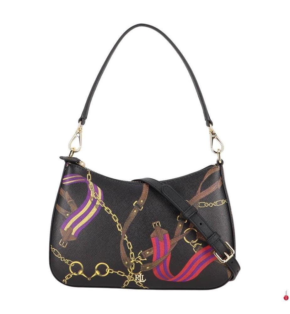 Mittlere Tasche Danni aus gestreiftem Leder – Schwarz
