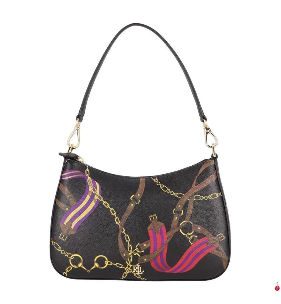 Mittlere Tasche Danni aus gestreiftem Leder – Schwarz