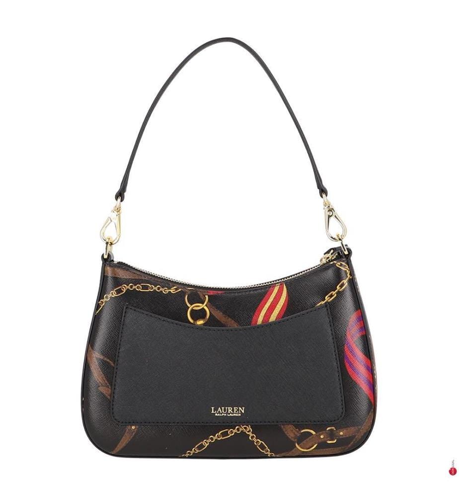 Mittlere Tasche Danni aus gestreiftem Leder – Schwarz