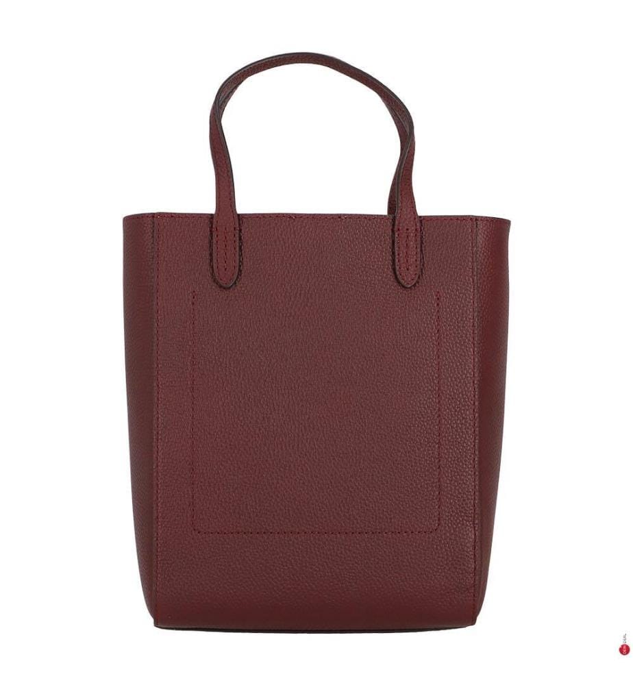 Cameryn Kleine Einkaufstasche aus genarbtem Leder - Dark & Garnet