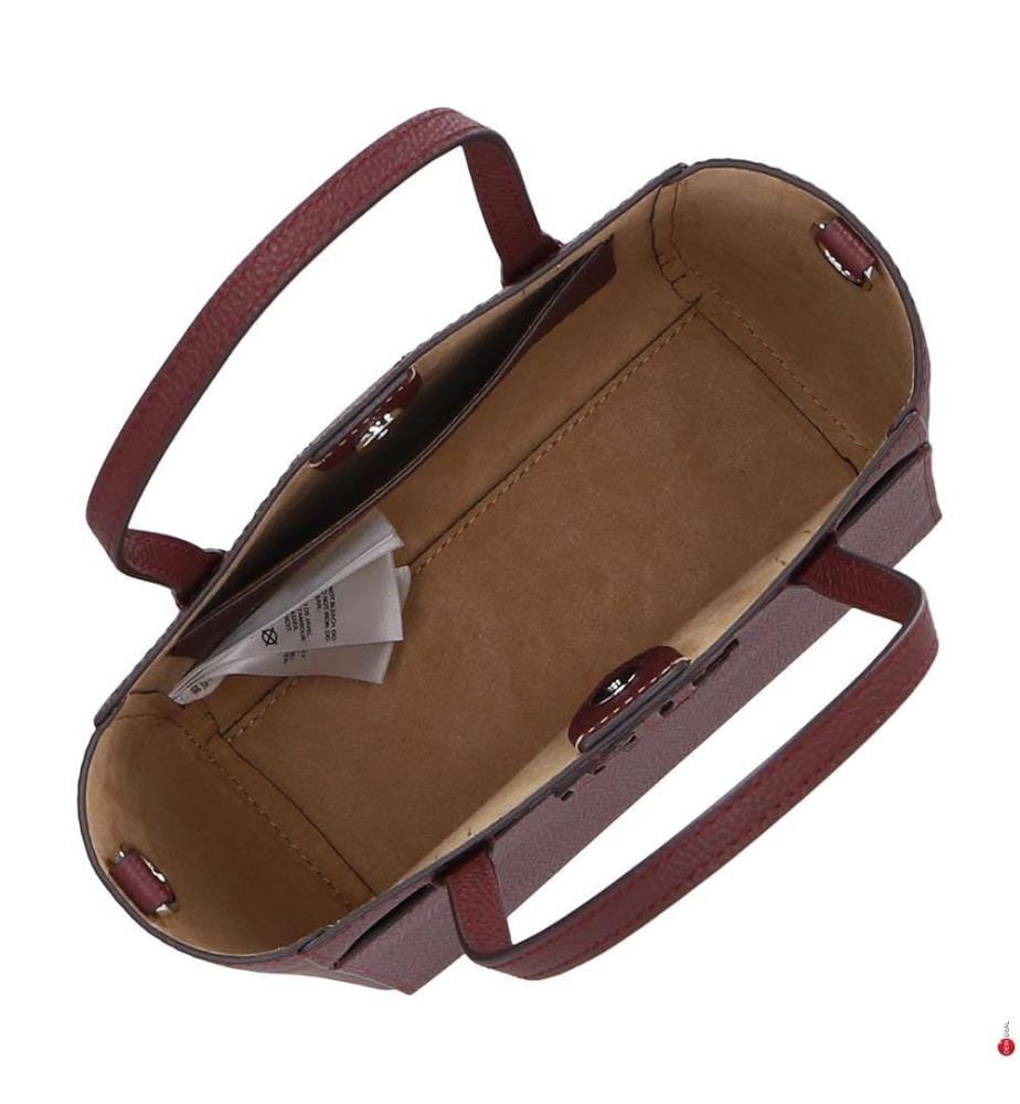 Cameryn Kleine Einkaufstasche aus genarbtem Leder - Dark & Garnet