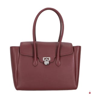Grosse Tanner Umhängetasche aus genarbtem Leder - Dark & Garnet