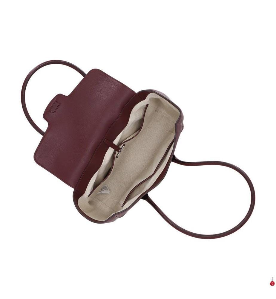 Grosse Tanner Umhängetasche aus genarbtem Leder - Dark & Garnet