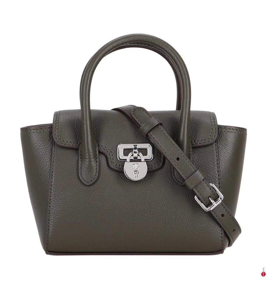 Kleine Umhängetasche Tanner aus genarbtem Leder - Dark Olive