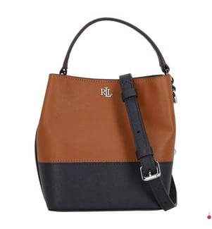 Kleine Eimertasche Reese aus zweifarbigem Leder - Lauren & Tan & Lauren & Navy