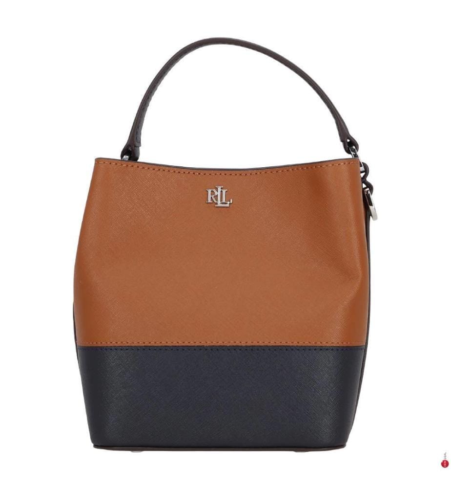 Kleine Eimertasche Reese aus zweifarbigem Leder - Lauren & Tan & Lauren & Navy