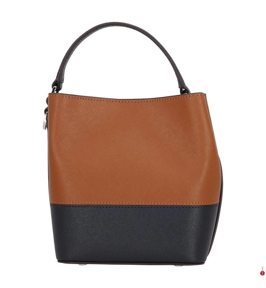 Kleine Eimertasche Reese aus zweifarbigem Leder - Lauren & Tan & Lauren & Navy