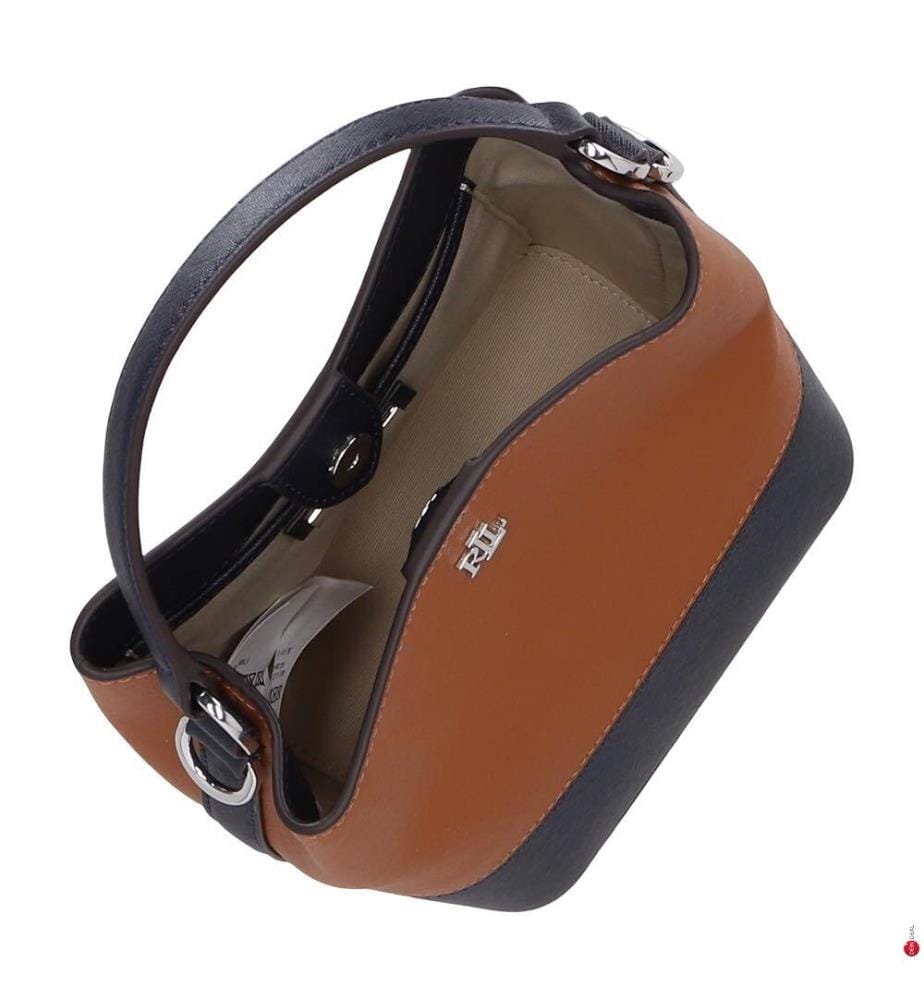 Kleine Eimertasche Reese aus zweifarbigem Leder - Lauren & Tan & Lauren & Navy