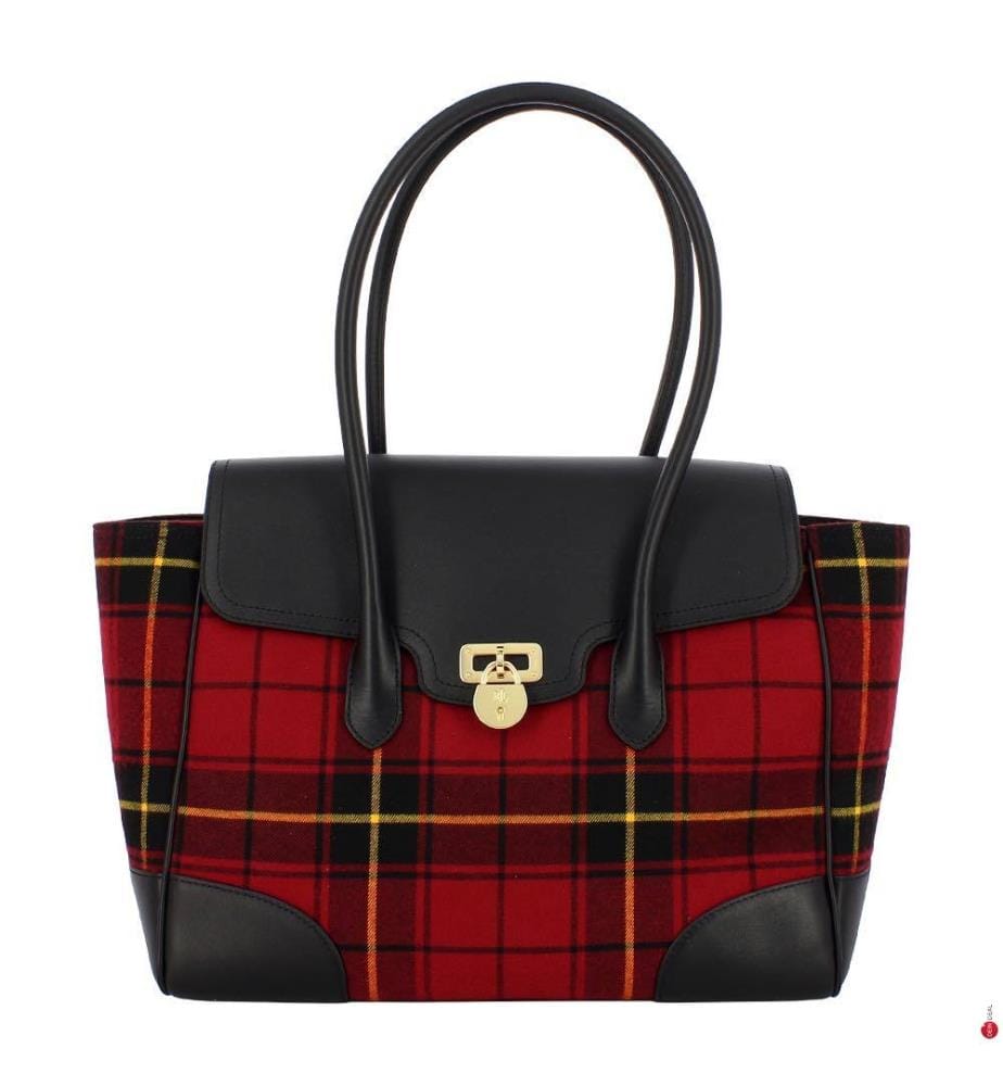 Grosse karierte Umhängetasche von Tanner - Holiday & Tartan & Black
