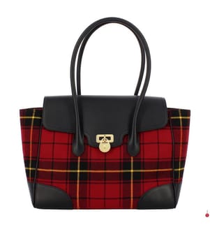 Grosse karierte Umhängetasche von Tanner - Holiday & Tartan & Black