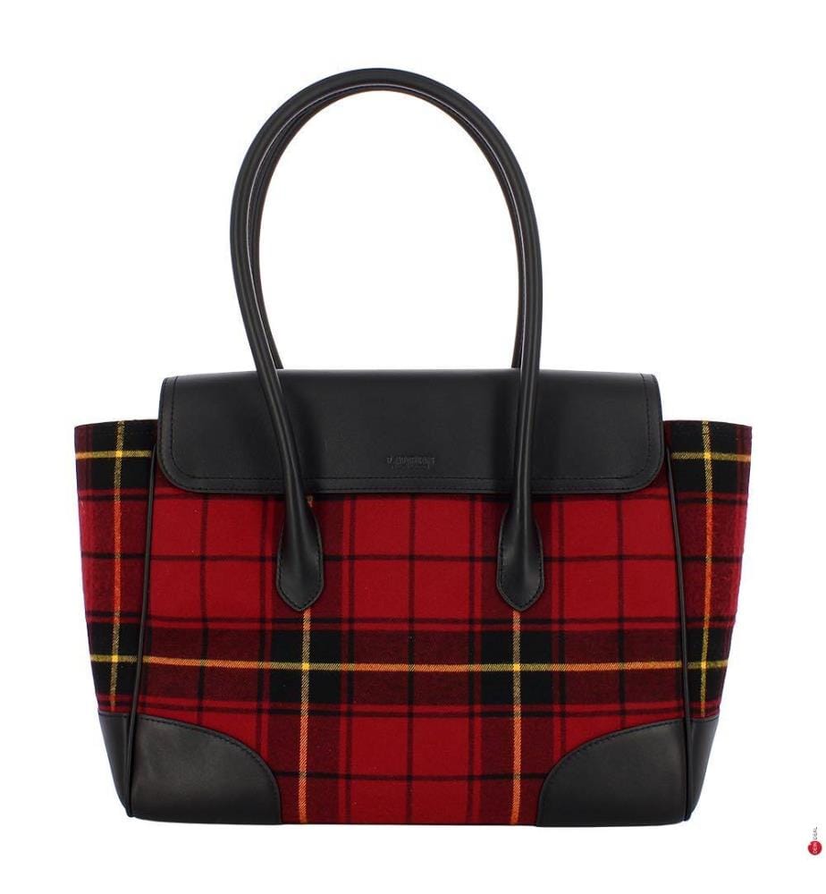 Grosse karierte Umhängetasche von Tanner - Holiday & Tartan & Black