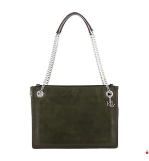 Bradley mittelgrosse Einkaufstasche aus Wildleder und Leder - Dark Olive