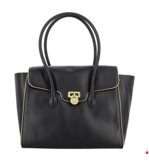 Grosse Tanner Handtasche aus Leder - Schwarz & Antik & Gold