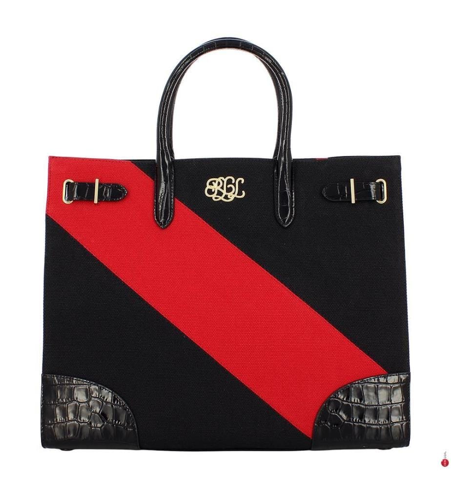 Grosse Canvas-Tasche Devyn - Schwarz & Rot & Schwarz