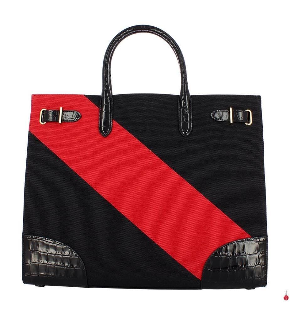 Grosse Canvas-Tasche Devyn - Schwarz & Rot & Schwarz