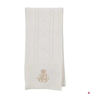Gedrehter Schal mit gesticktem Logo - Creme