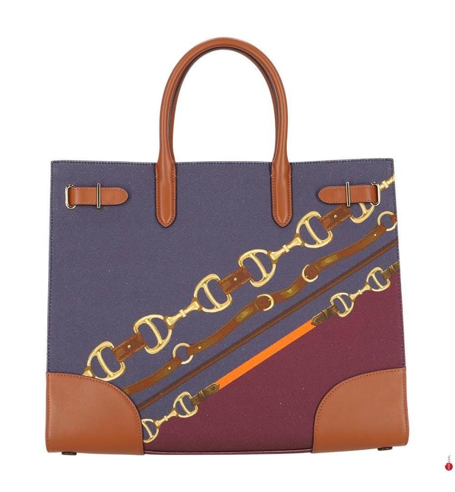 Mittelgrosse Devyn Cabas aus gestreiftem Canvas - Print Lauren Tan