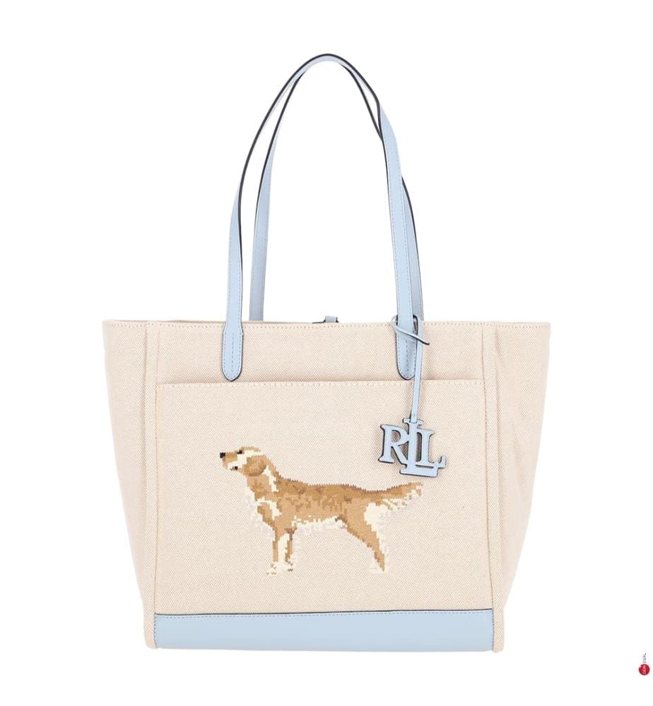 Tote Bag mit Hundemotiv - Beige & Hellblau