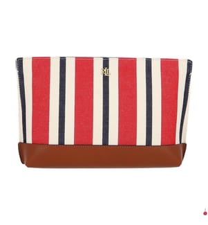 Gestreifte Leinentasche - Rot & Marineblau & Beige