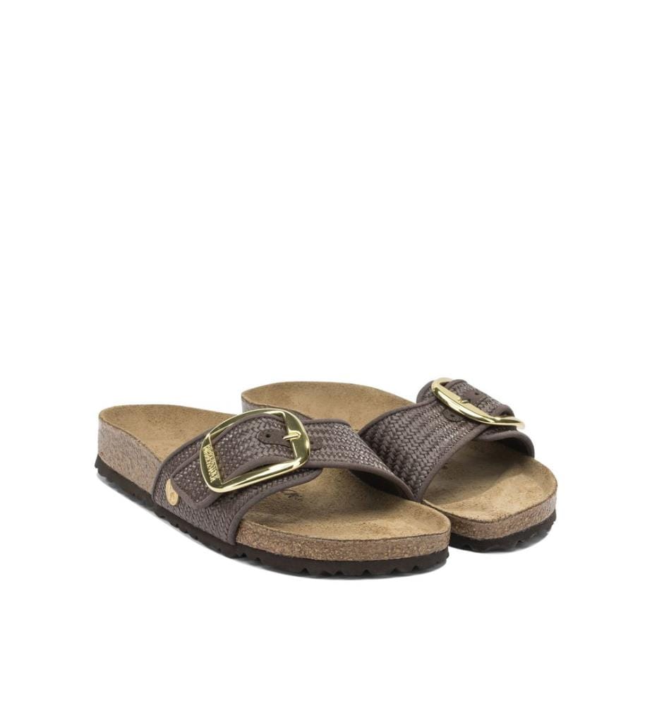 Madrid Big Buckle Raffia Sandalen - Braun