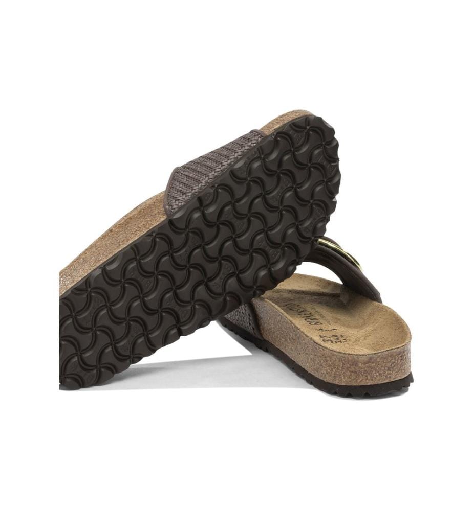 Madrid Big Buckle Raffia Sandalen - Braun