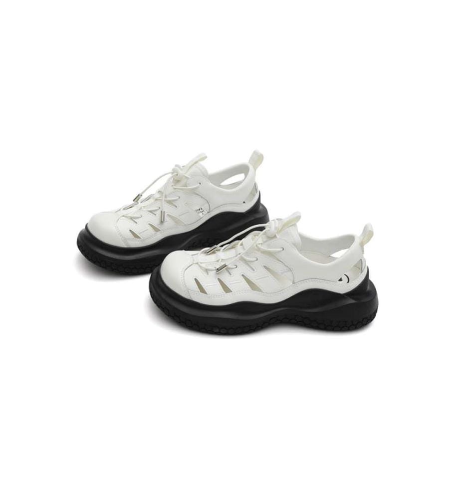 Ausschnitt Plateau Sandale Turnschuhe - Weiss - Weiss