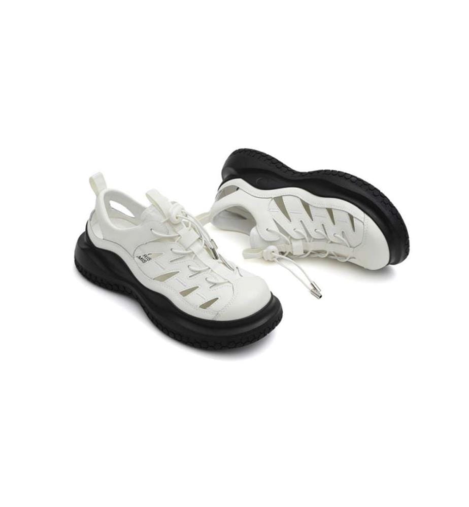 Ausschnitt Plateau Sandale Turnschuhe - Weiss - Weiss