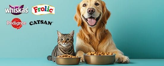 Frolic, Pedigree, Whiskas, Catsan