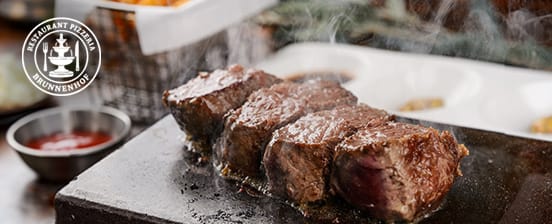 3-Gang-Dinner mit Steak vom heissen Stein