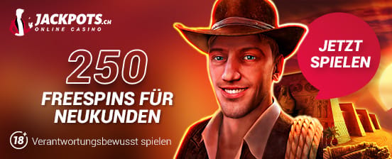 250 Freespins im Schweizer Online-Casino jackpots.ch