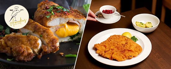 3-Gang-Menü mit Wiener Schnitzel oder Poulet Cordon bleu