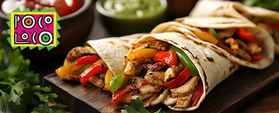 Menu fajitas avec entrée et dessert