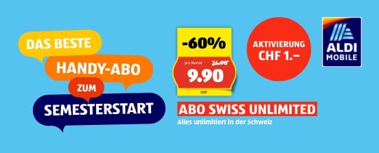 ALDI MOBILE Abo Swiss Unlimited